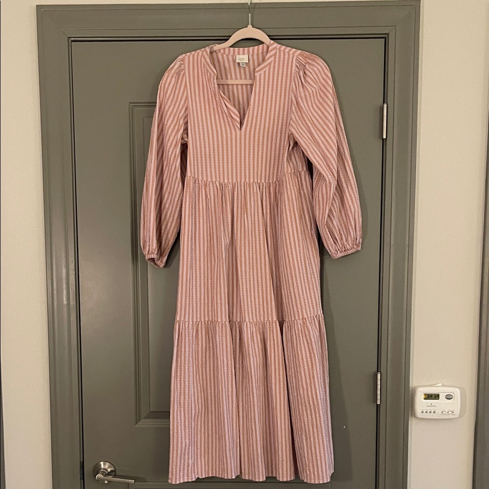 a new day Pink and White Striped Long Sleeve Dress